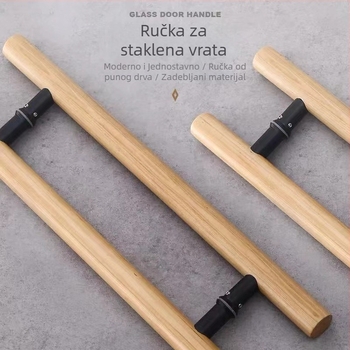 Ručka za staklena vrata, ručka od masivnog drva, velika okvirna drvena vrata, klizna drvena vrata, moderno prirodno drvo, američki stil