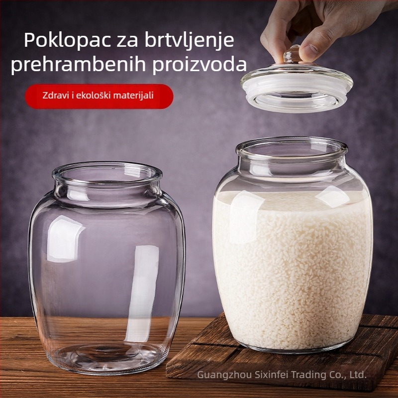 Staklena posuda za fermentaciju s poklopcem za rižino vino