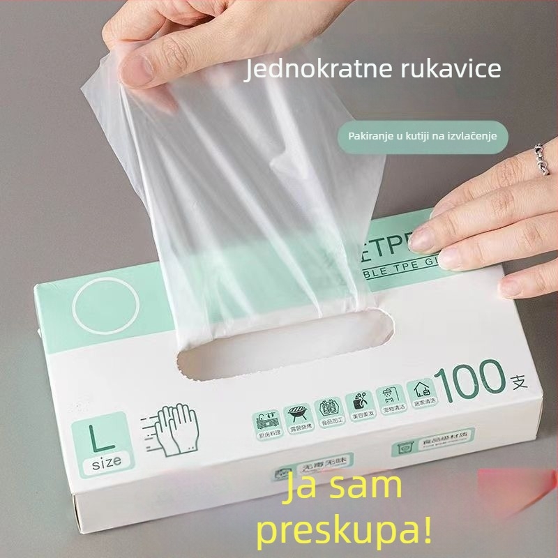 Jednokratne prozirne TPE rukavice, debele i izdržljive, za kuhinju, catering, roštilj, oljuštivanje rakova i kućanske poslove