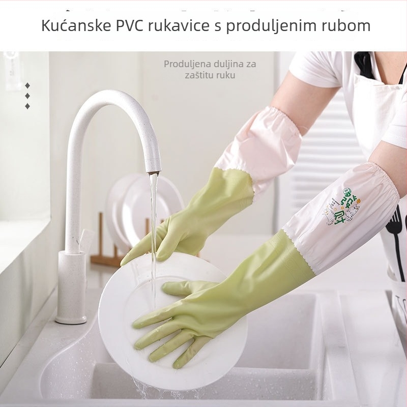 Kućne latex rukavice, debele i tople, vodootporne s flecom u unutarnjoj strani za kuhinju i čišćenje