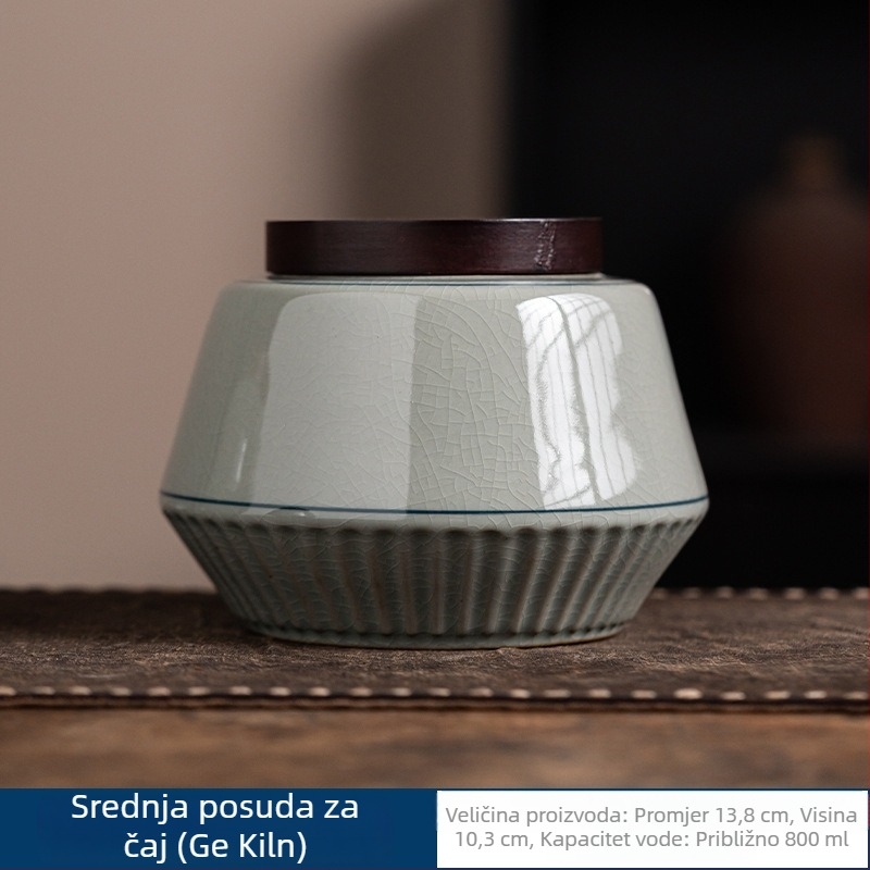 Keramička posuda za čaj s poklopcem od bambusa – mala i srednja veličina, vodonepropusna i hermetički zatvorena, za zeleni, crni i Pu'er čaj.