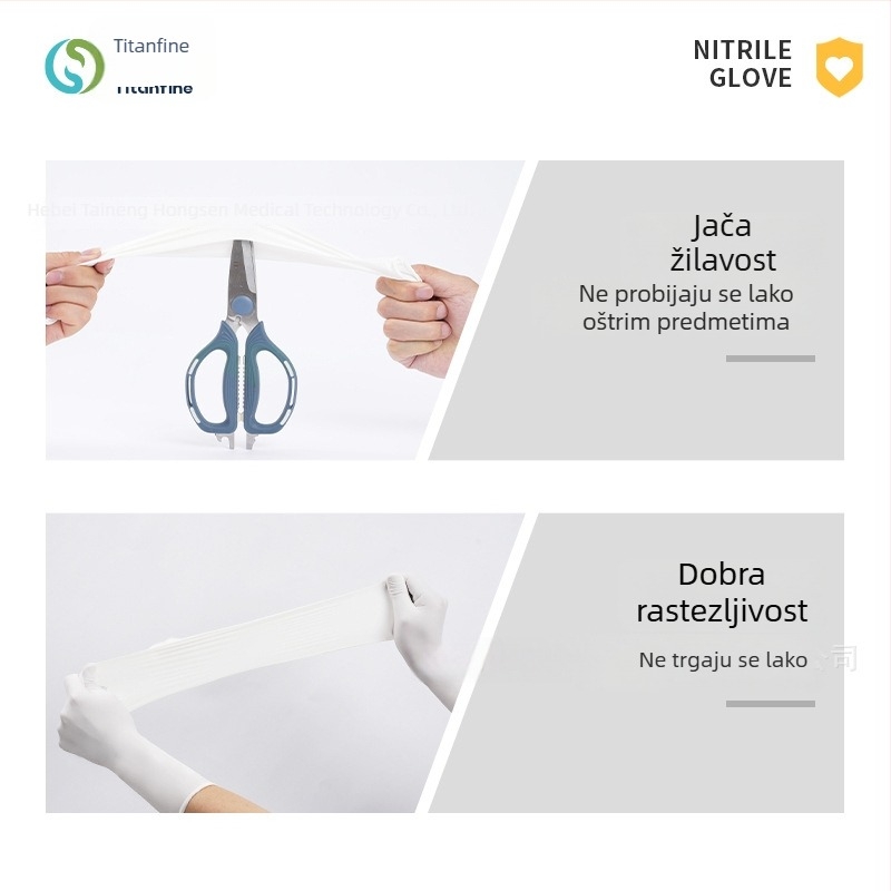 Titanfine jednokratne nitril rukavice, bijele, ekstra duge, debele, prehrambene kvalitete