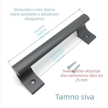 Ručka za klizna vrata od čvrstog aluminijskog legura, razmak rupa 167 mm