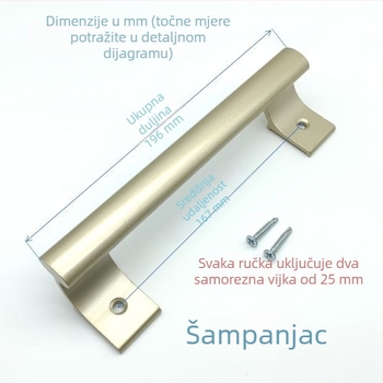Ručka za klizna vrata od čvrstog aluminijskog legura, razmak rupa 167 mm