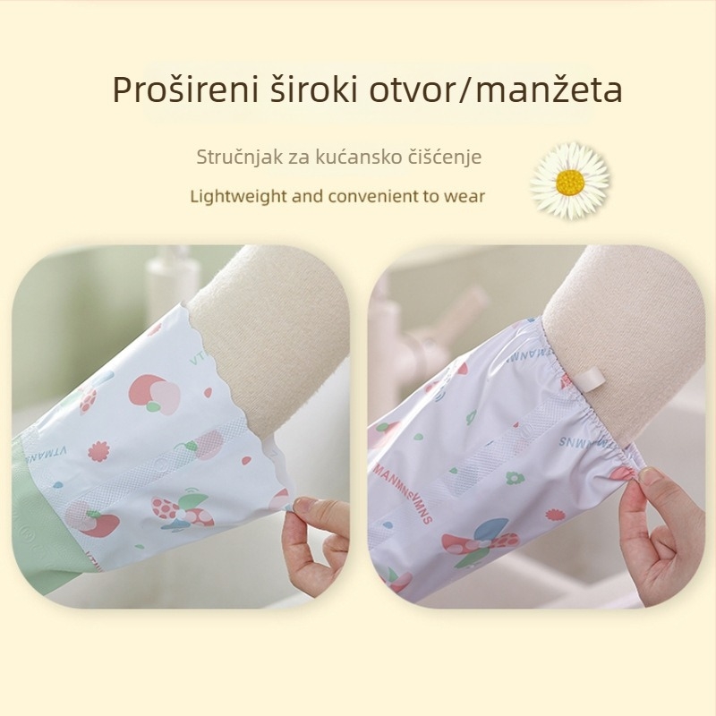 Zimske velur vodootporne gumene rukavice za kuhinju, čišćenje, pranje posuđa i kućanske poslove, duge rukavice