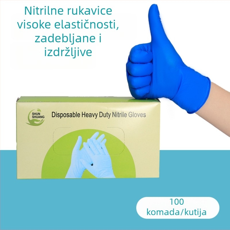 Rukavice od nitrila za prehrambenu upotrebu, jednokratne, debele, protuklizne, otporne na ulje, kiseline i lužine, za čišćenje