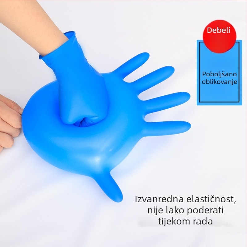 Rukavice od nitrila za prehrambenu upotrebu, jednokratne, debele, protuklizne, otporne na ulje, kiseline i lužine, za čišćenje