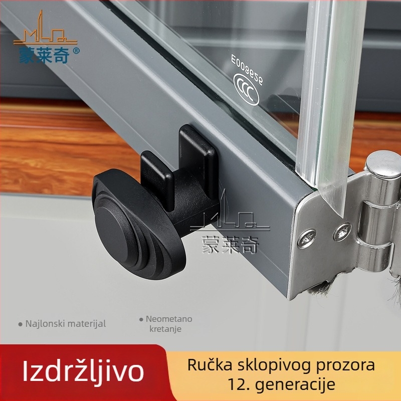 Menglaiqi 12. generacija bezokvirna ručka za balkonske staklene vrata i prozor, klizna ručka, crna