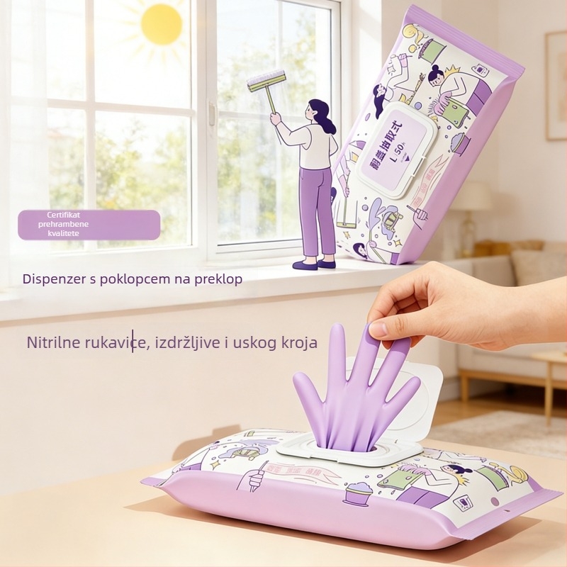 Jednokratne produžene nitrilne rukavice, prehrambene kvalitete, debele i izdržljive, za pranje posuđa u kuhinji i kućno čišćenje, vodootporne i otporne na masnoće