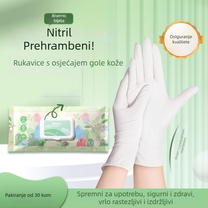 Jednokratne produžene nitrilne rukavice, prehrambene kvalitete, debele i izdržljive, za pranje posuđa u kuhinji i kućno čišćenje, vodootporne i otporne na masnoće