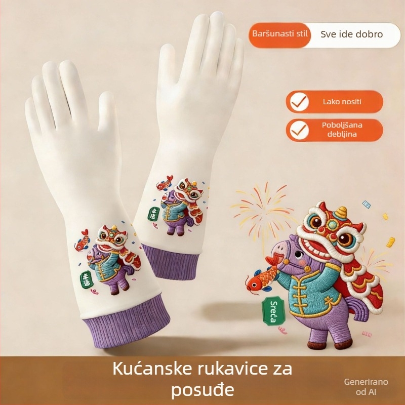 Nitrilne kućne rukavice za kuhinju, produžene duljine, otporne na probijanje i rezanje, vodootporne za čišćenje i pranje