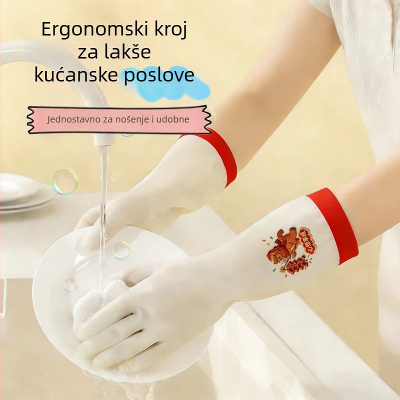 Nitrilne kućne rukavice za kuhinju, produžene duljine, otporne na probijanje i rezanje, vodootporne za čišćenje i pranje