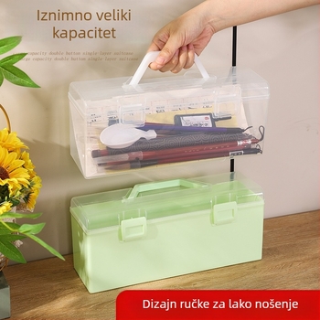 Jednostruka prijenosna kutija za pohranu velike kapacitete, plastična kutija za alate, manikuru i umjetničke potrepštine, sklopiva