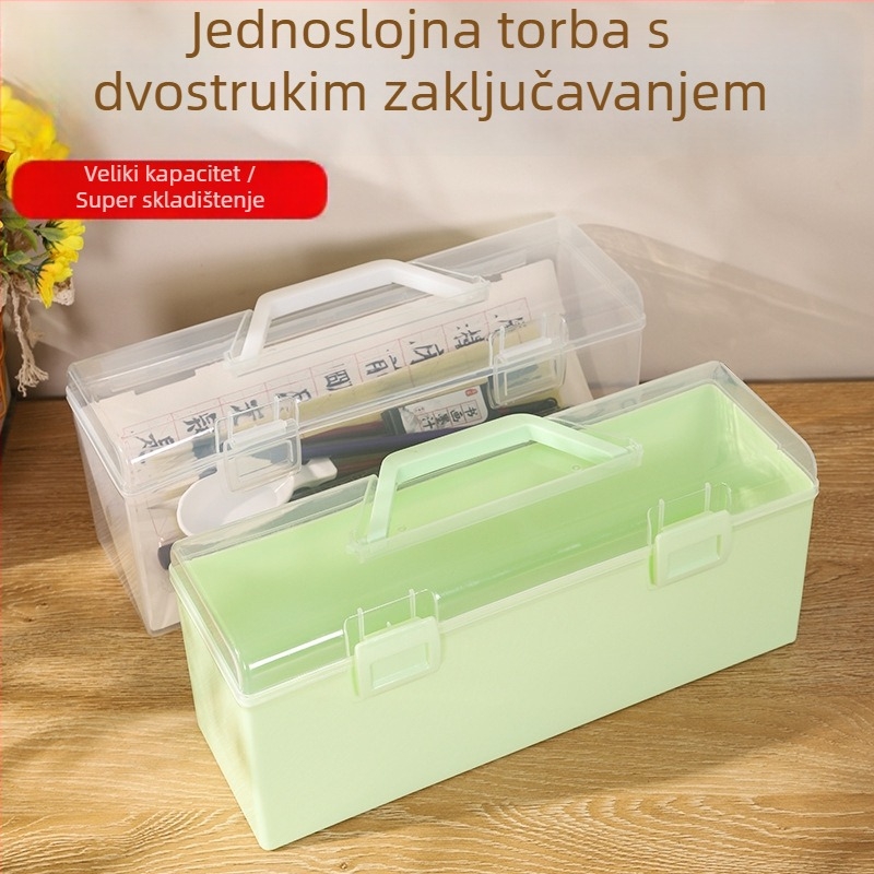 Jednostruka prijenosna kutija za pohranu velike kapacitete, plastična kutija za alate, manikuru i umjetničke potrepštine, sklopiva