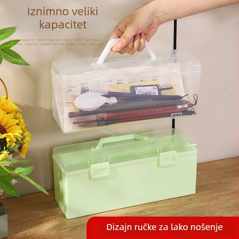 Jednostruka prijenosna kutija za pohranu velike kapacitete, plastična kutija za alate, manikuru i umjetničke potrepštine, sklopiva