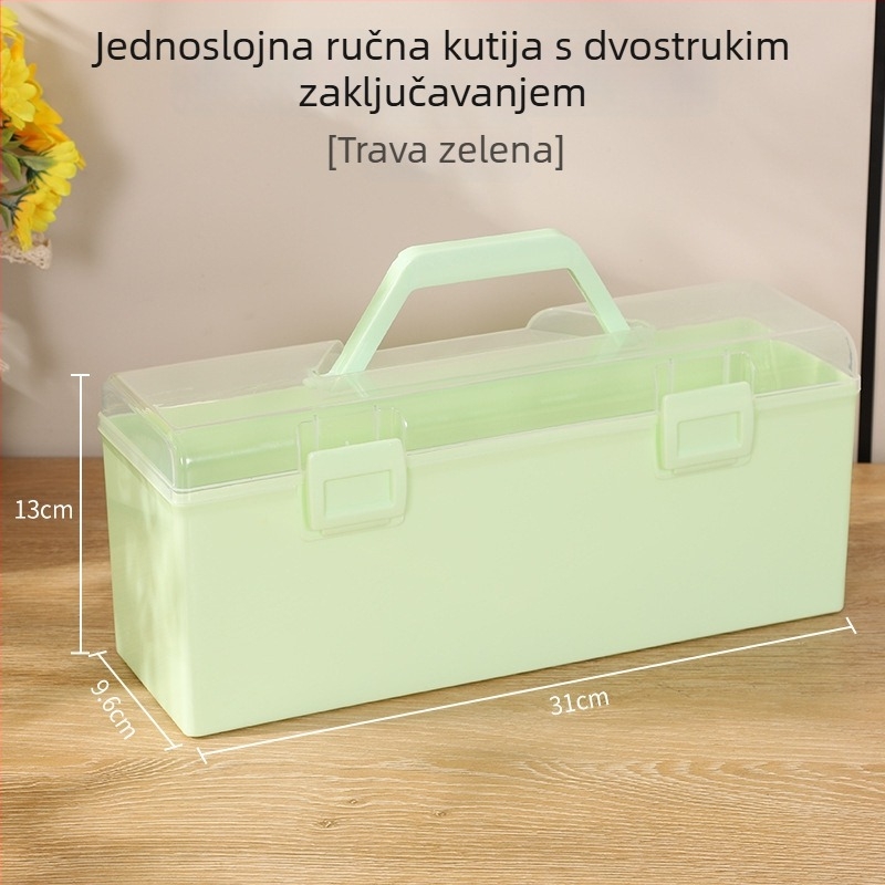 Jednostruka prijenosna kutija za pohranu velike kapacitete, plastična kutija za alate, manikuru i umjetničke potrepštine, sklopiva