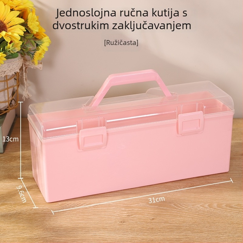 Jednostruka prijenosna kutija za pohranu velike kapacitete, plastična kutija za alate, manikuru i umjetničke potrepštine, sklopiva