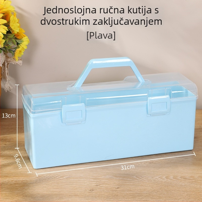 Jednostruka prijenosna kutija za pohranu velike kapacitete, plastična kutija za alate, manikuru i umjetničke potrepštine, sklopiva