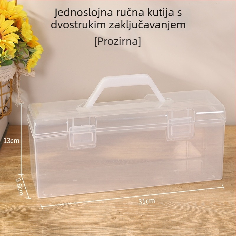 Jednostruka prijenosna kutija za pohranu velike kapacitete, plastična kutija za alate, manikuru i umjetničke potrepštine, sklopiva