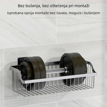 Regal za kuhinju od 304 nerđajućeg čelika, zidni montažni bez bušenja, ljepljiva košara za odvodnju u kupaonici