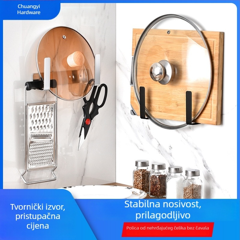 Zidni držač od nehrđajućeg čelika za poklopce lonaca i daske za rezanje