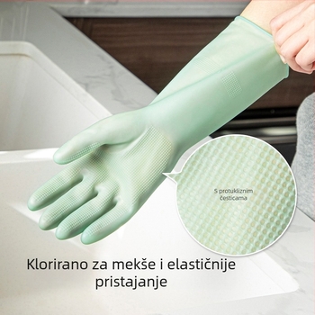 Lateks rukavice za pranje suđa, prehrambene kvalitete, za kuhinju i kućne poslove, debele i izdržljive, duljina 31 cm