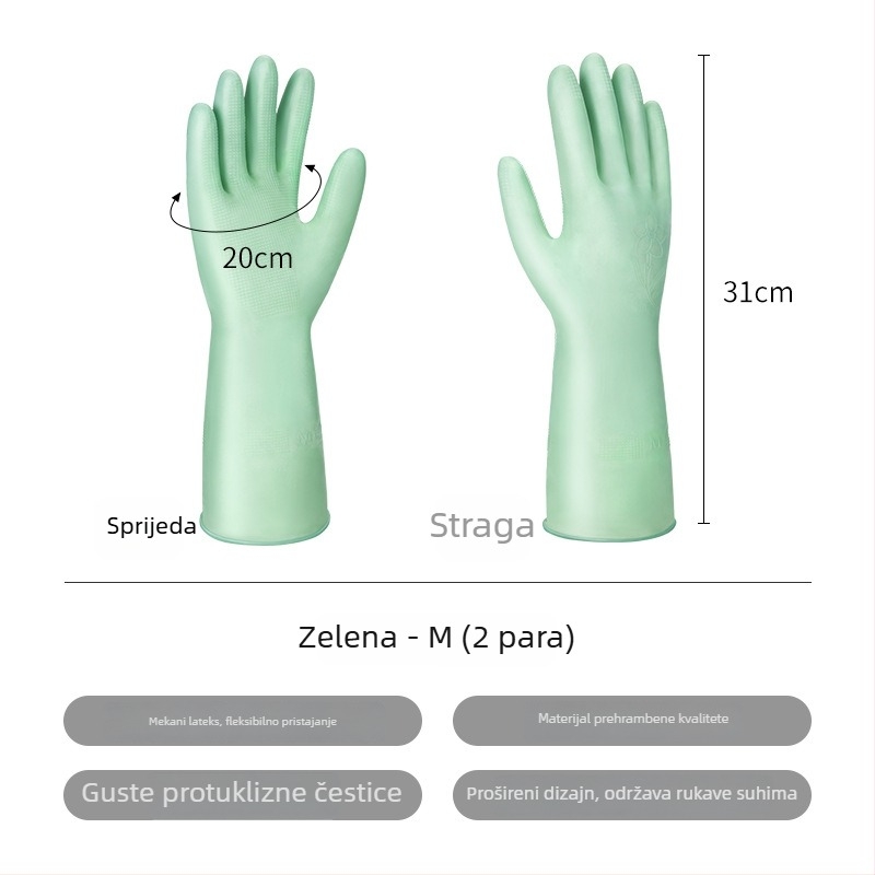 Lateks rukavice za pranje suđa, prehrambene kvalitete, za kuhinju i kućne poslove, debele i izdržljive, duljina 31 cm