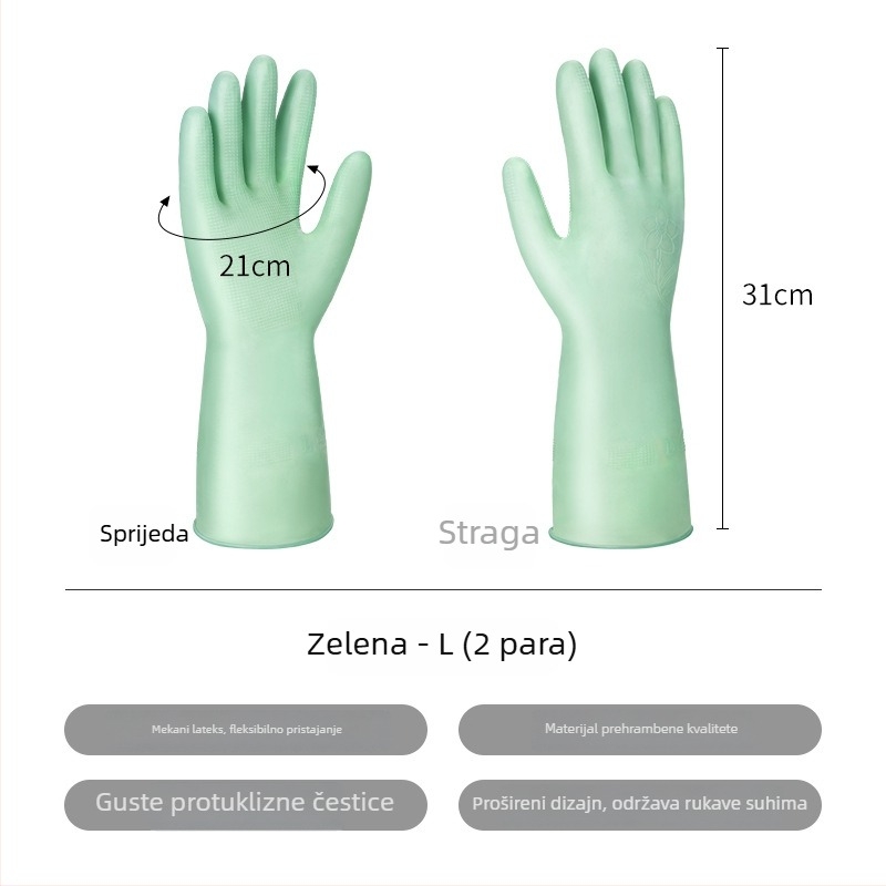 Lateks rukavice za pranje suđa, prehrambene kvalitete, za kuhinju i kućne poslove, debele i izdržljive, duljina 31 cm