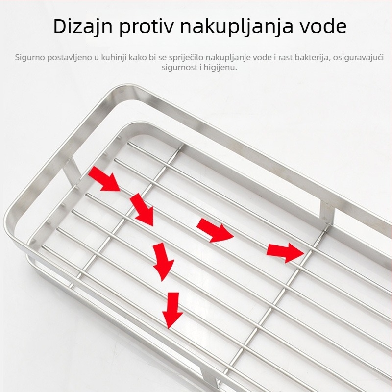 Nehrđajući čelični zidni držač za začine — bez bušenja, kuhinjska polica za pohranu