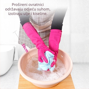 Lateks rukavice s debelim slojem i gripom od telećeg tetiva, korejskog stila produžene dužine, otporne na habanje, vodootporne i protuklizne, za kuhinju i industriju