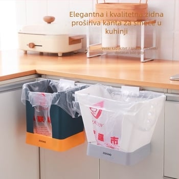Organizator kuhinjskog koša za otpad na zid, s vješalicom za vrata ormarića, sklopivi koš i teleskopska držačica za vrećice
