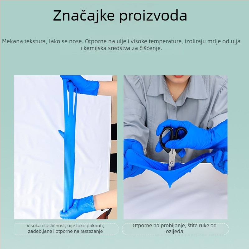 Rukavice od nitrila za kućnu upotrebu, bez praška, debele, otporne na klizanje, vodootporne i otporne na kiseline i baze, otporne na habanje, za pranje suđa