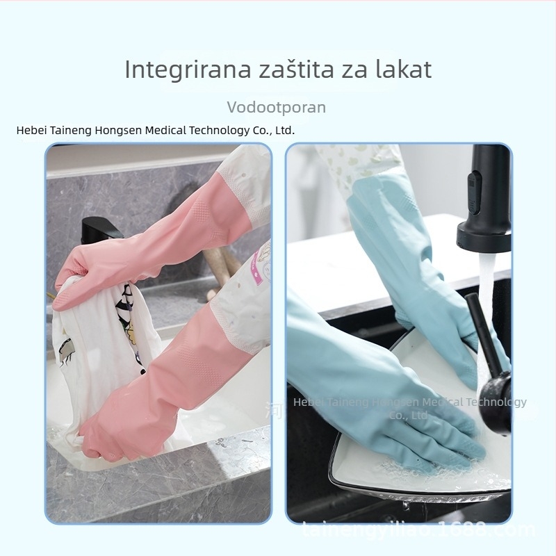 Titanfine PVC rukavice za pranje suđa i kućanske poslove, vodootporne, produžene rukavice za kuhinju i pranje