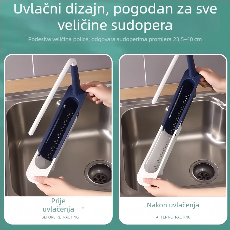 Izvlačni držač za odvodnju sudopera, štedljiv prostor, višefunkcijski dodatak za filtriranje vode, bez montaže, jednostavno rastavljanje