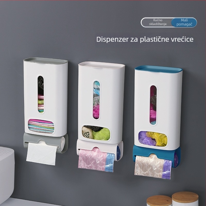 Zidna kutija za skladištenje vrećica za smeće, kuhinja, 2L kapacitet, PP plast, moderan minimalistički dizajn