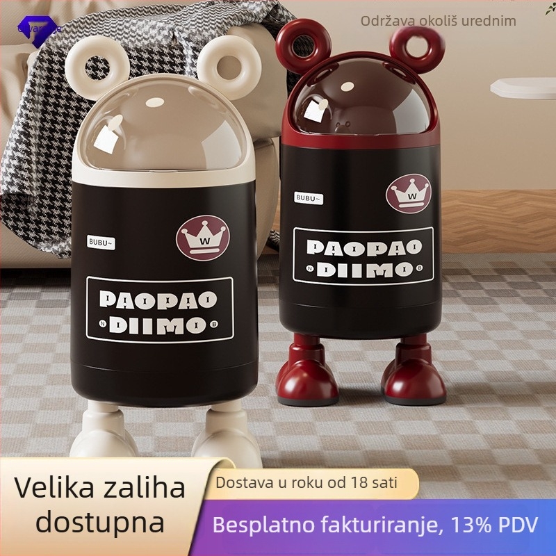 Kanta za otpad kod kuće, 2025 novi model, lagani luksuz, velika kapaciteta, s poklopcem, crtani dizajn, pogodna za dnevni boravak i spavaću sobu