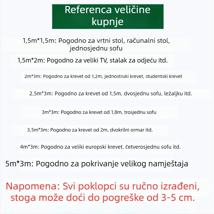Pokrov za namještaj protiv prašine, za krevete i kauč na razvlačenje