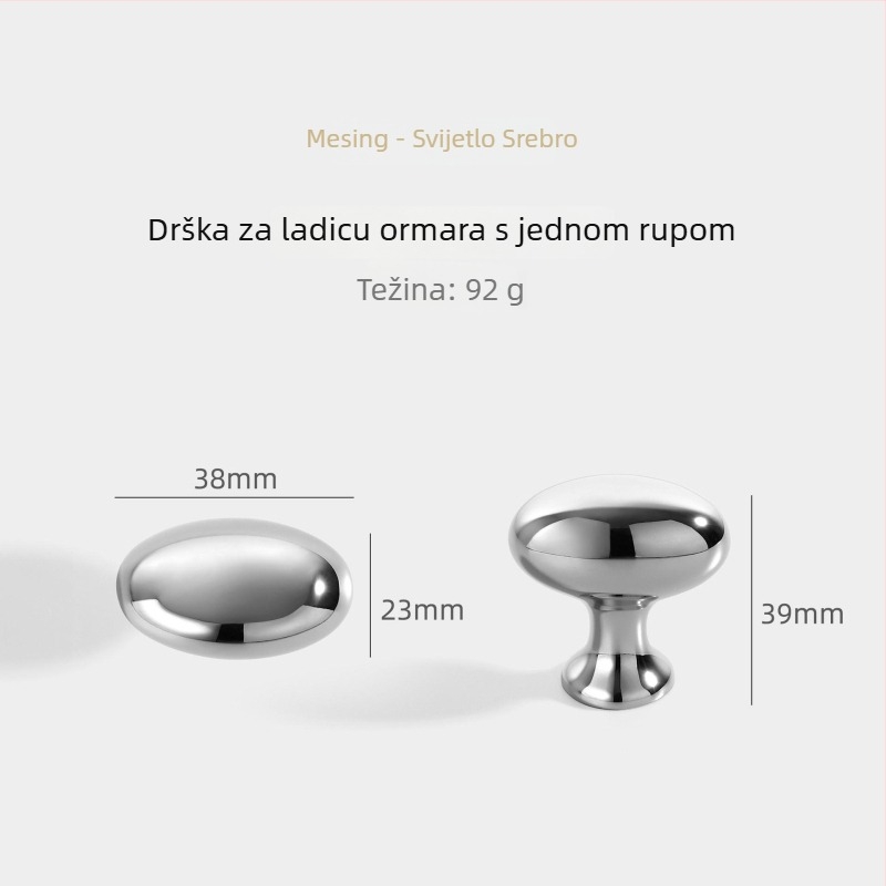 Mesing ručka za garderobu, kromirana, francuskog ovalnog oblika, jajolike dizajna
