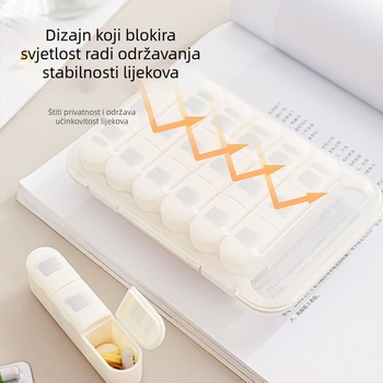 Prijenosna sedmodnevna kutija za pilule s tri odjeljka za obroke i podsjetnikom za uzimanje lijekova