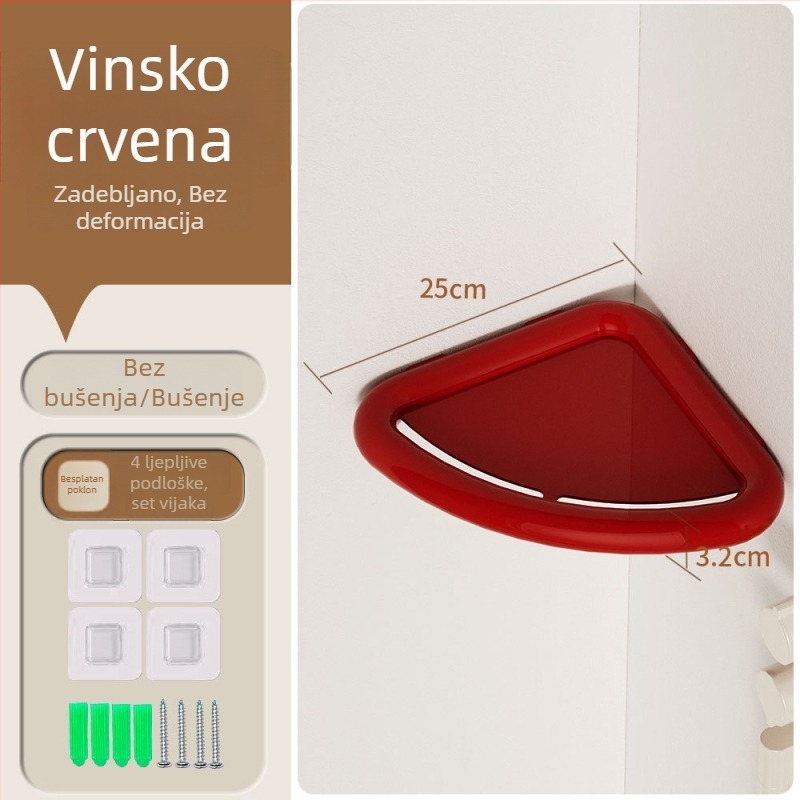 Zidni trokutasti organizator za skladištenje, bez bušenja, ABS, moderan minimalistički dizajn, višenamjenski za kuhinju, kupaonicu, spavaću sobu i dnevni boravak