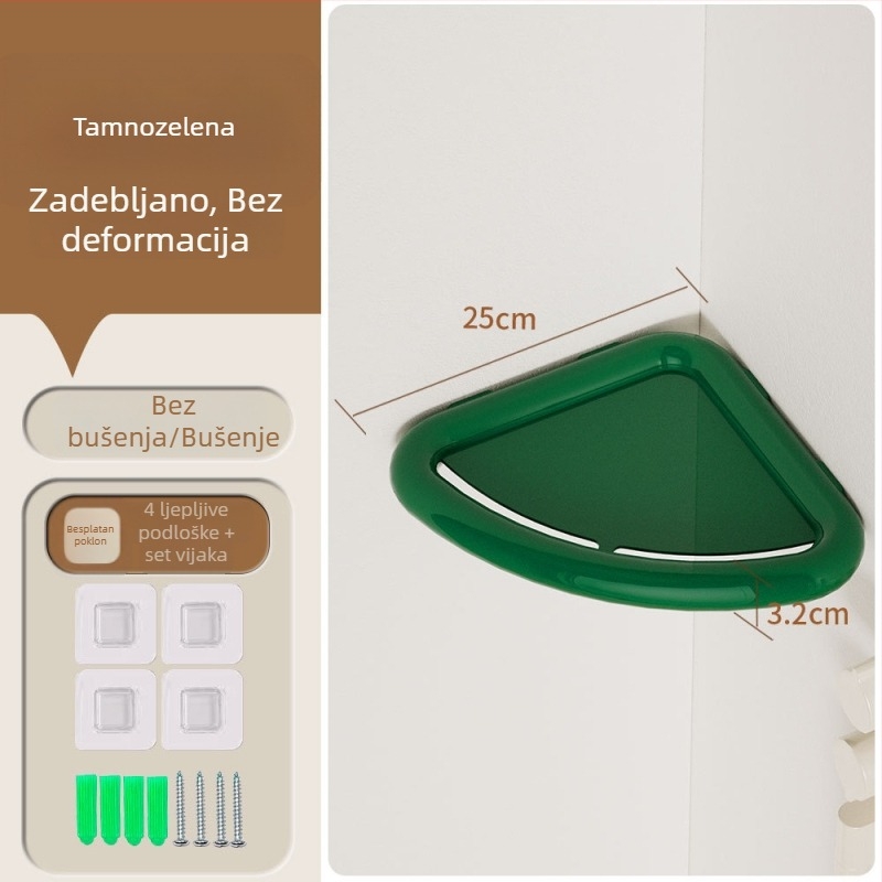 Zidni trokutasti organizator za skladištenje, bez bušenja, ABS, moderan minimalistički dizajn, višenamjenski za kuhinju, kupaonicu, spavaću sobu i dnevni boravak