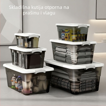 Prozirna plastična kutija za pohranu s poklopcem, velika kapaciteta, za odjeću i igračke, organizacija garderobe