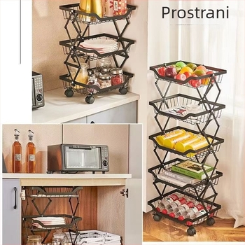 Podni sklopivi kuhinjski stalak za povrće i voće, višeslojni sustav pohrane