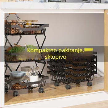 Podni sklopivi kuhinjski stalak za povrće i voće, višeslojni sustav pohrane