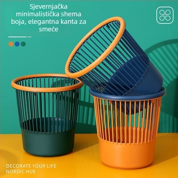 Plastični koš za otpad, kućna upotreba, velika zapremina, okruglog oblika, otvoren, bez poklopca.