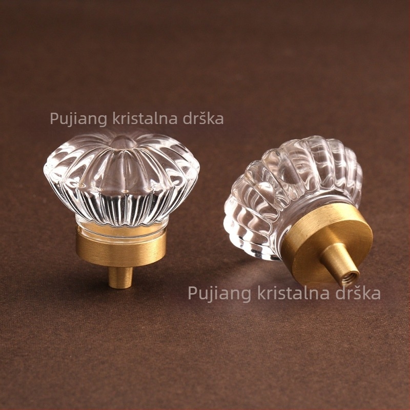 Francuski stil kristalna ručka za ormariće, garderobe i ladice, mesingana s jednim otvorom, lagani luksuzni metalni ručak, INS stil