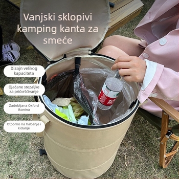 Vanjska sklopiva kanta za smeće s poklopcem za kampiranje i vrt, velik kapacitet, prijenosno skladište