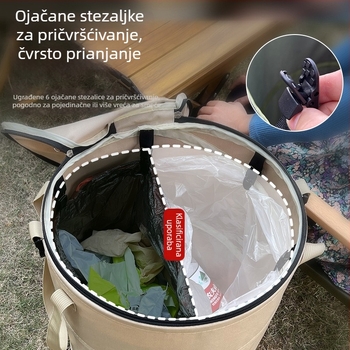 Vanjska sklopiva kanta za smeće s poklopcem za kampiranje i vrt, velik kapacitet, prijenosno skladište