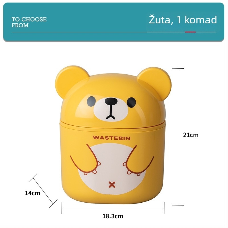 Slatka mini stolna kanta za smeće s poklopcem, 5L, ovalni plastični koš za otpad za dom, stol, dnevni boravak ili spavaću sobu