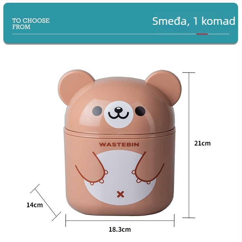 Slatka mini stolna kanta za smeće s poklopcem, 5L, ovalni plastični koš za otpad za dom, stol, dnevni boravak ili spavaću sobu